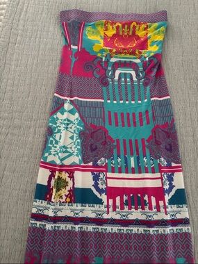 Hale Bob Teal and Magenta Printed Dress